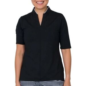 JOFIT Womens Placket Mock Neck Golf Top - Black XXL